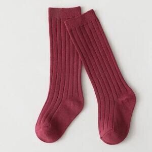 New XS 0-6 months baby cotton knee high socks rose red
